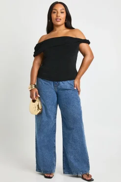 boohoo Plus Bardot Twist Top à épaules dénudées<Femme Tops