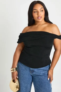 boohoo Plus Bardot Twist Top à épaules dénudées<Femme Tops