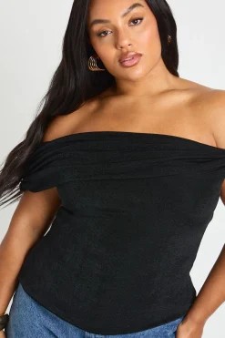 boohoo Plus Bardot Twist Top à épaules dénudées<Femme Tops