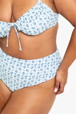 Plus Bas de bikini grande taille à imprimé floral vichy, taille haute et laçage latéral