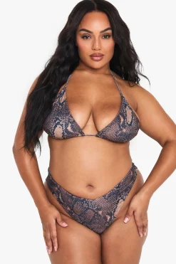 Plus Bas de Bikini à Imprimé synthétique et Taille Haute en V