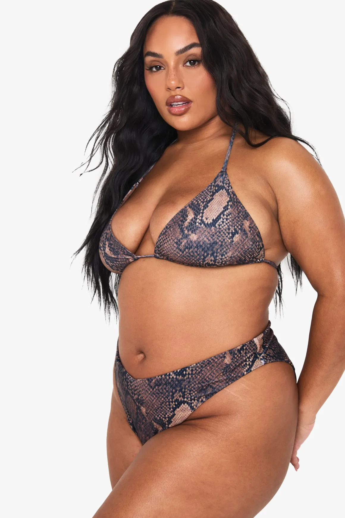 Plus Bas de Bikini à Imprimé synthétique et Taille Haute en V