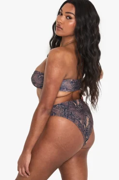 Plus Bas de Bikini à Imprimé synthétique à Taille Haute