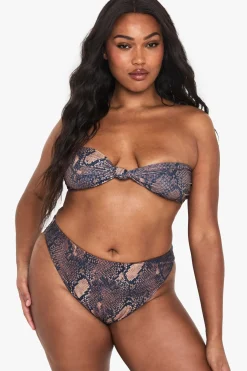 Plus Bas de Bikini à Imprimé synthétique à Taille Haute