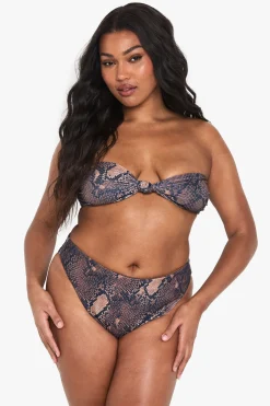 Plus Bas de Bikini à Imprimé synthétique à Taille Haute