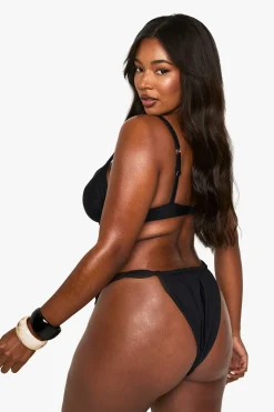 boohoo Plus Bas de Bikini Tanga Froncés avec Garniture de Coquillage<Femme Maillots De Bain