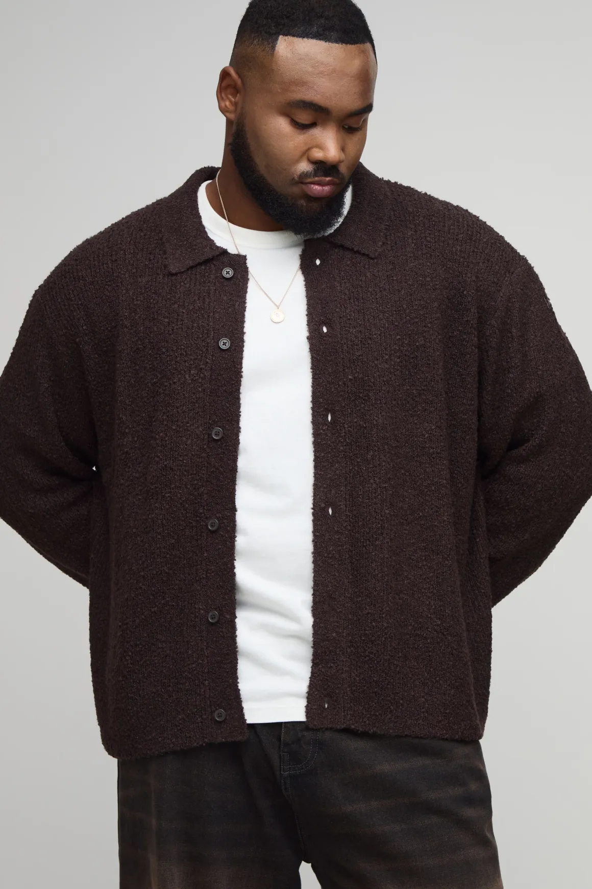 Plus Basic Chemise Tricotée Brossée Boxy