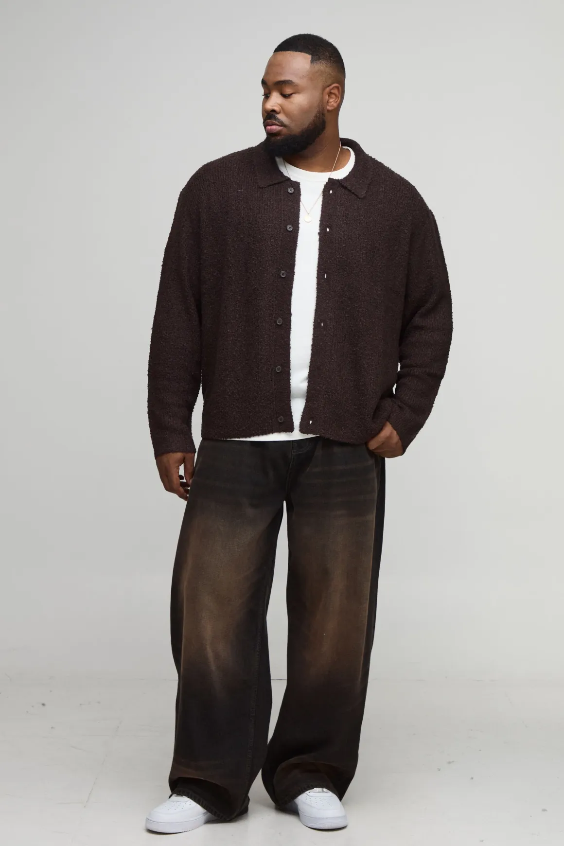 Plus Basic Chemise Tricotée Brossée Boxy