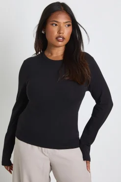 boohoo Plus Basic Haut ajusté à manches longues et coupe allongée<Femme Basiques|Tops