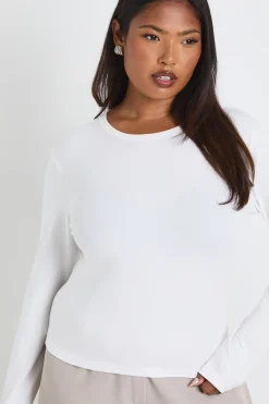 Plus Basic haut longline ajusté à manches longues