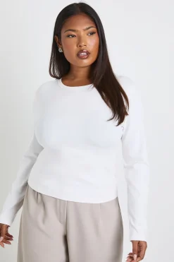 Plus Basic haut longline ajusté à manches longues