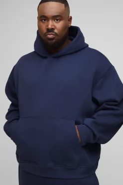 boohooMAN Plus Basic – Hoodie oversize, carré et à enfiler<Homme Tout Afficher|Sweats À Capuche Grande Taille