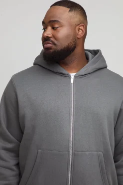 Plus Basic Hoodie Zippé Oversize