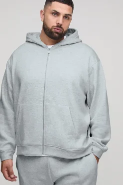 boohooMAN Plus Basic Oversized Zip Through Hoodie<Homme Tout Afficher|Sweats À Capuche Grande Taille