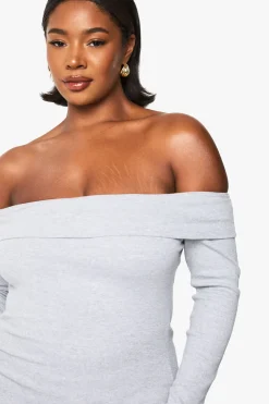 Plus Basic Rib Bardot Maxi Dress