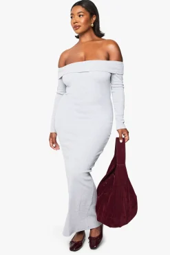 Plus Basic Rib Bardot Maxi Dress