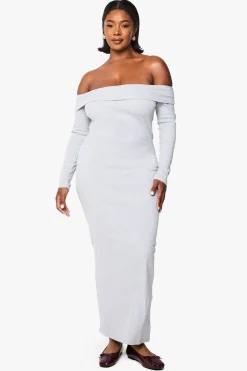 Plus Basic Rib Bardot Maxi Dress