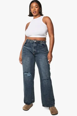 Plus Basics Jeans Boyfriend avec déchirure au genou