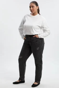 Plus Basics Jeans Mom déchirées à taille haute