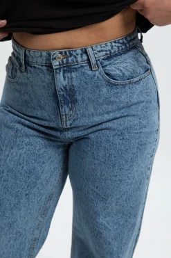 Plus Basics Jeans à Ourlet Fendu et Jambe Droite pour Grandes Tailles