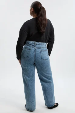 Plus Basics Jeans à Ourlet Fendu et Jambe Droite pour Grandes Tailles