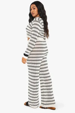 boohoo PLUS BEACH KNIT WIDE LEG TROUSER<Femme Tenues De Plage