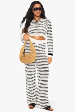 boohoo PLUS BEACH KNIT WIDE LEG TROUSER<Femme Tenues De Plage