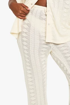 Plus Beach Mix and Match Pantalon Tricoté Texturé à Motifs pour Grandes Tailles