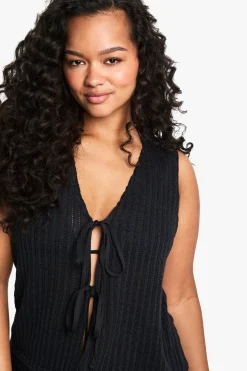 Plus Beach Tie Front Top