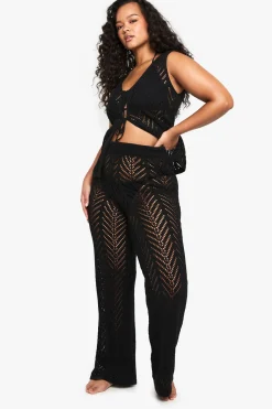 Plus Beach Tricot Pantalon à Jambes Larges