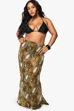 boohoo Plus Beachwear Essentials Jupe Maxi imprimé synthétique<Femme Tenues De Plage