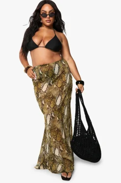 boohoo Plus Beachwear Essentials Jupe Maxi imprimé synthétique<Femme Tenues De Plage