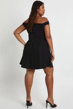 boohoo Plus Bengaline Bardot Robe Patineuse<Femme Robes Patineuses|Robes