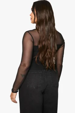 Plus Bengaline Haut Corset à Manches en Mesh