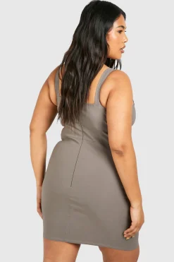 Plus Bengaline Robe Moulante à Lacets Grande Taille