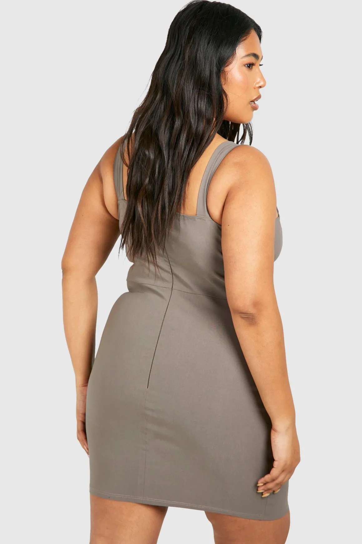 Plus Bengaline Robe Moulante à Lacets Grande Taille
