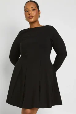 Plus Bengaline robe patineuse plissée à manches longues
