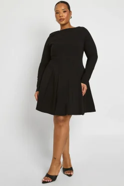 Plus Bengaline robe patineuse plissée à manches longues