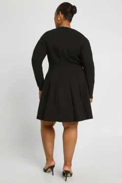 Plus Bengaline robe patineuse plissée à manches longues