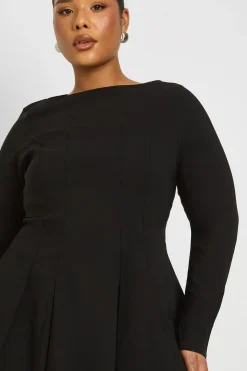 Plus Bengaline robe patineuse plissée à manches longues