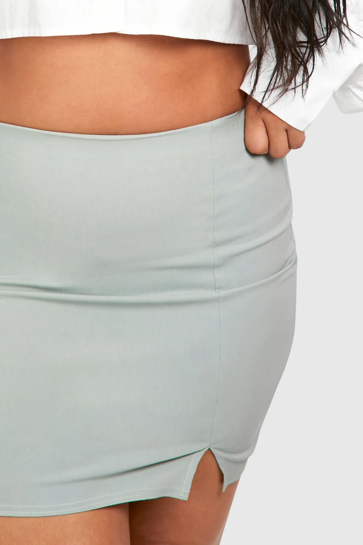 boohoo Plus Bengaline Split Front Mini Skirt<Femme Jupes|Jupes