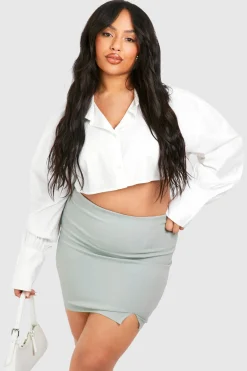 boohoo Plus Bengaline Split Front Mini Skirt<Femme Jupes|Jupes