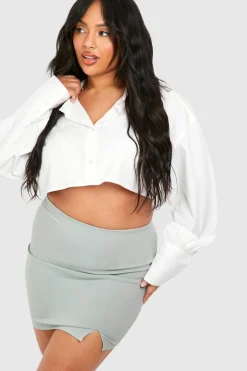 boohoo Plus Bengaline Split Front Mini Skirt<Femme Jupes|Jupes