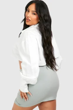 boohoo Plus Bengaline Split Front Mini Skirt<Femme Jupes|Jupes