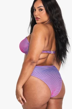 PLUS BIKINI BANDEAU À RAYURES TEXTURÉES