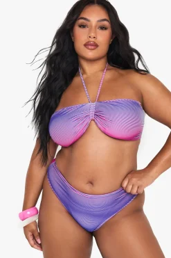 PLUS BIKINI BANDEAU À RAYURES TEXTURÉES