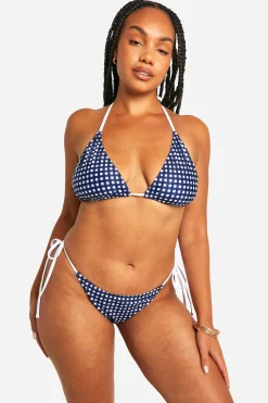 Plus Bikini short à nouer sur le côté en vichy