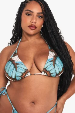 PLUS BIKINI TRIANGLE À IMPRIMÉ PAPILLON SURDIMENSIONNÉ POUR GRANDES TAILLES