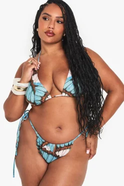 PLUS BIKINI TRIANGLE À IMPRIMÉ PAPILLON SURDIMENSIONNÉ POUR GRANDES TAILLES