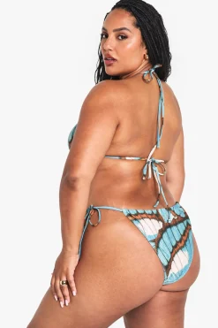PLUS BIKINI TRIANGLE À IMPRIMÉ PAPILLON SURDIMENSIONNÉ POUR GRANDES TAILLES